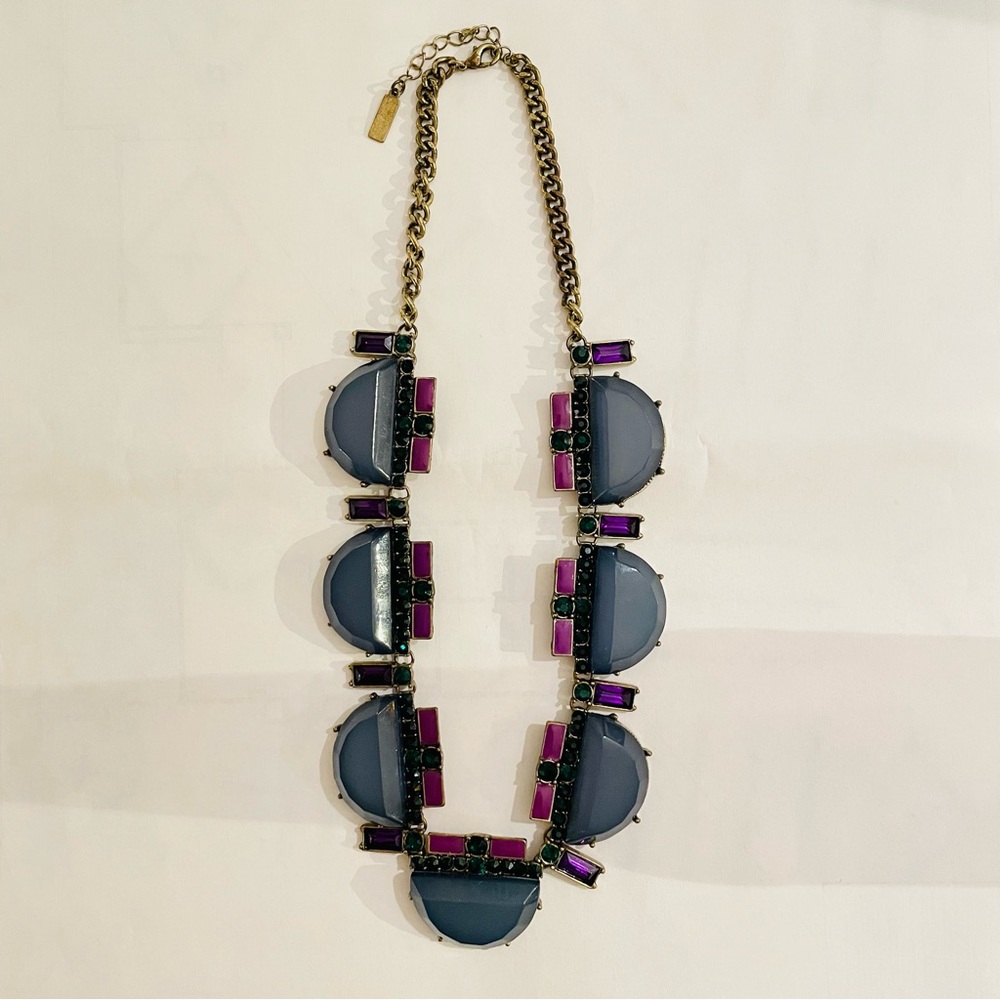 BAUBLEBAR Art Deco Vintage Purple Green & Blue Statement Necklace 💎 - Picture 4 of 6